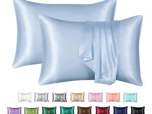 Mr&hm - Funda De Almohada De Satén Color Azul Claro