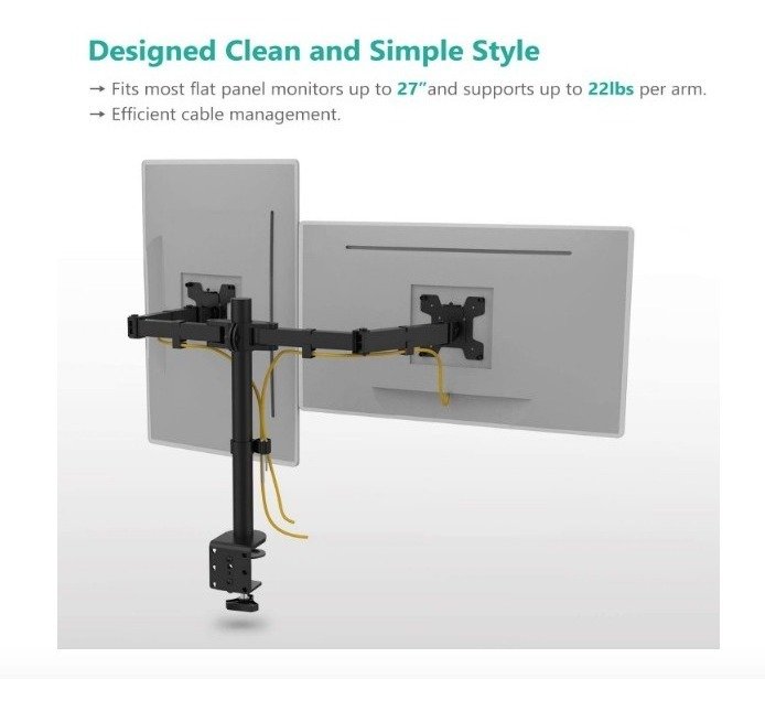 Wali Soporte Dual De Escritorio Para Monitor 2 Pantallas 27 - Image 3