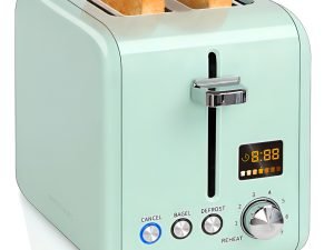 Tostadora De Pan De 2 Rebanadas, Inoxidable Con Pantalla Lcd Color Menta