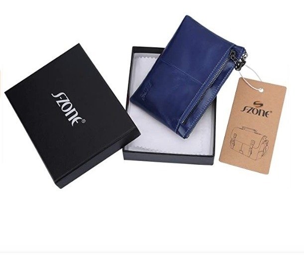 Szone Womens Genuine Leather Triple Cremallera Monedero Pequ Color Azul Diseño De La Tela N/a - Image 4