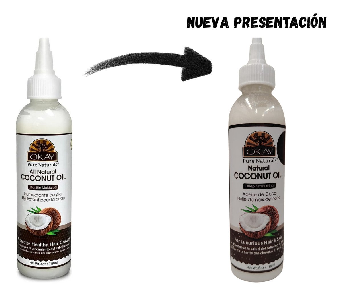 Okay Pure Naturals Aceite De Coco Corporal Y Capilar 6 Oz - Image 3