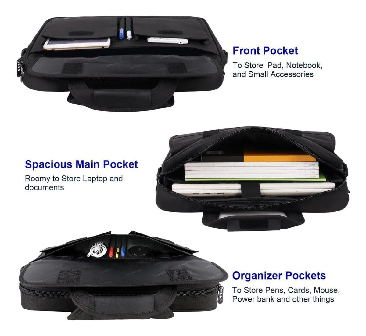 Bolso Para Portátil Maletín De Negocios Color Negro 39.6 Cm - Image 2