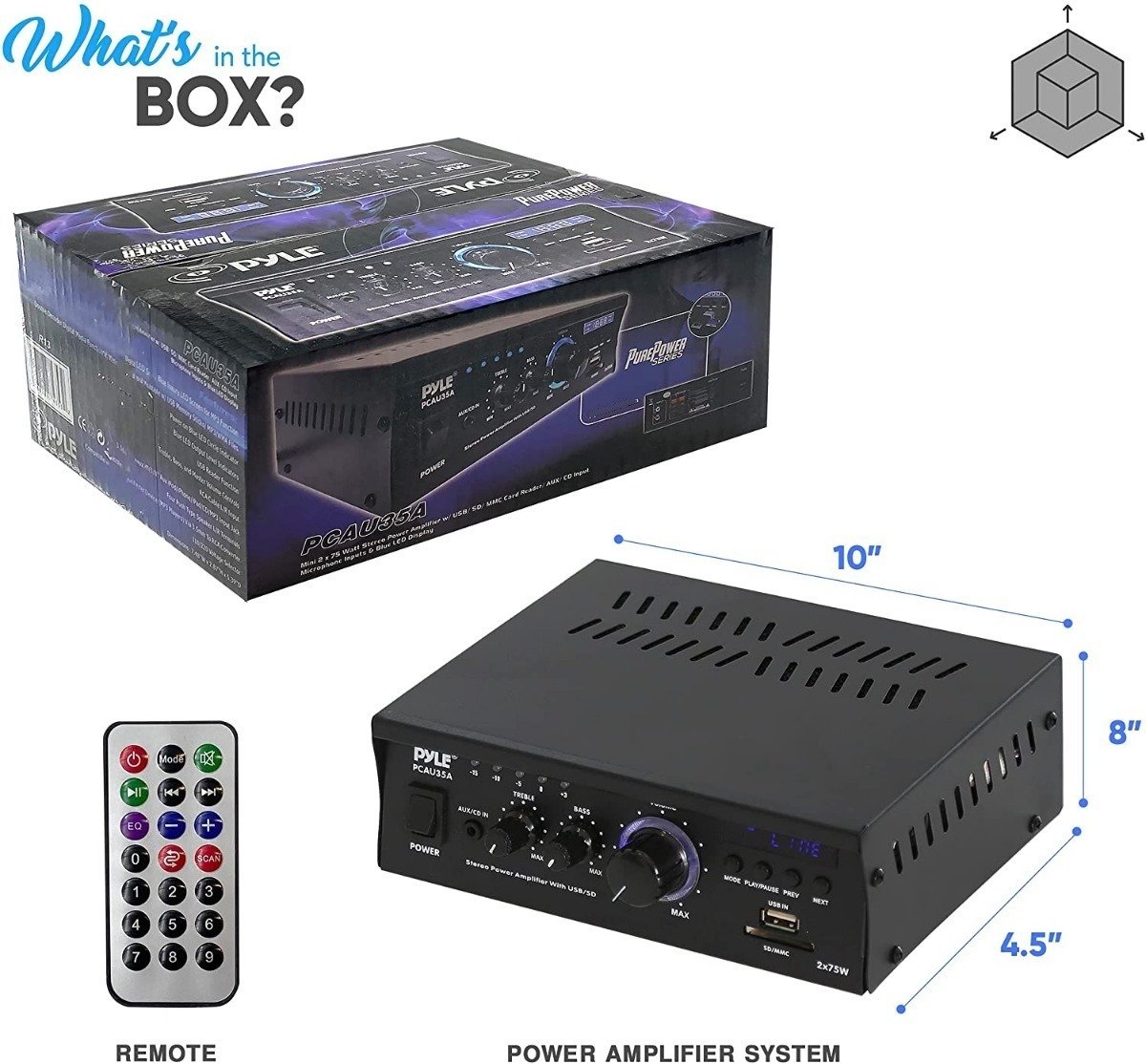 Amplificador De Audio Para El Hogar 2 X 75 W, Pyle Pcau35a.5 - Image 2