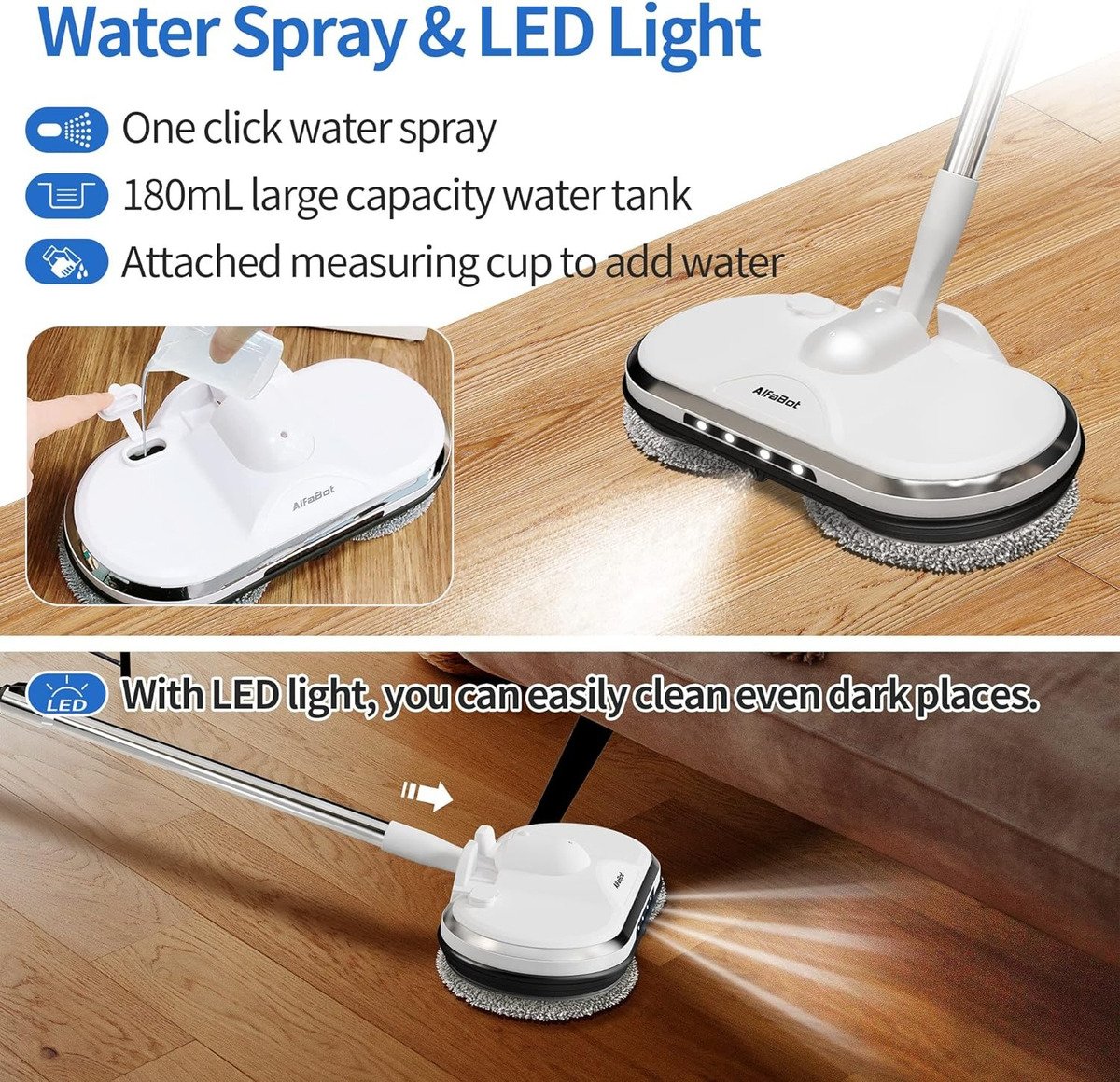 Alfabot Trapeador Eléctrico Inalámbrica Ws-24 Con Faro Led - Image 4