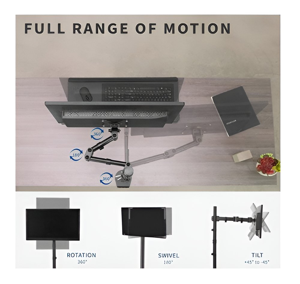 Vivo Montaje Monitor Extra Alto Ajustable Pantalla Hasta 32 Color Negro - Image 4