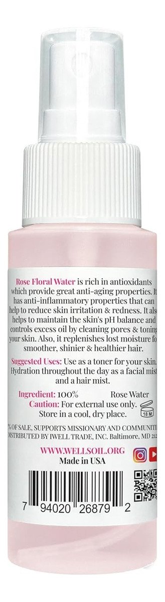 Well's Oil Loción De Agua De Rosas Para Piel Y Cabello 59ml - Image 2