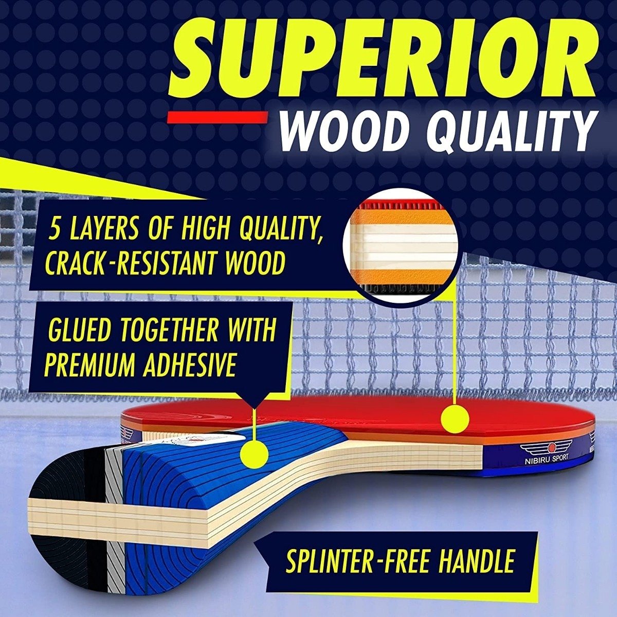 Juego Raqueta Ping Pong, Red Retráctil Con Postes, 6 Pelotas - Image 2