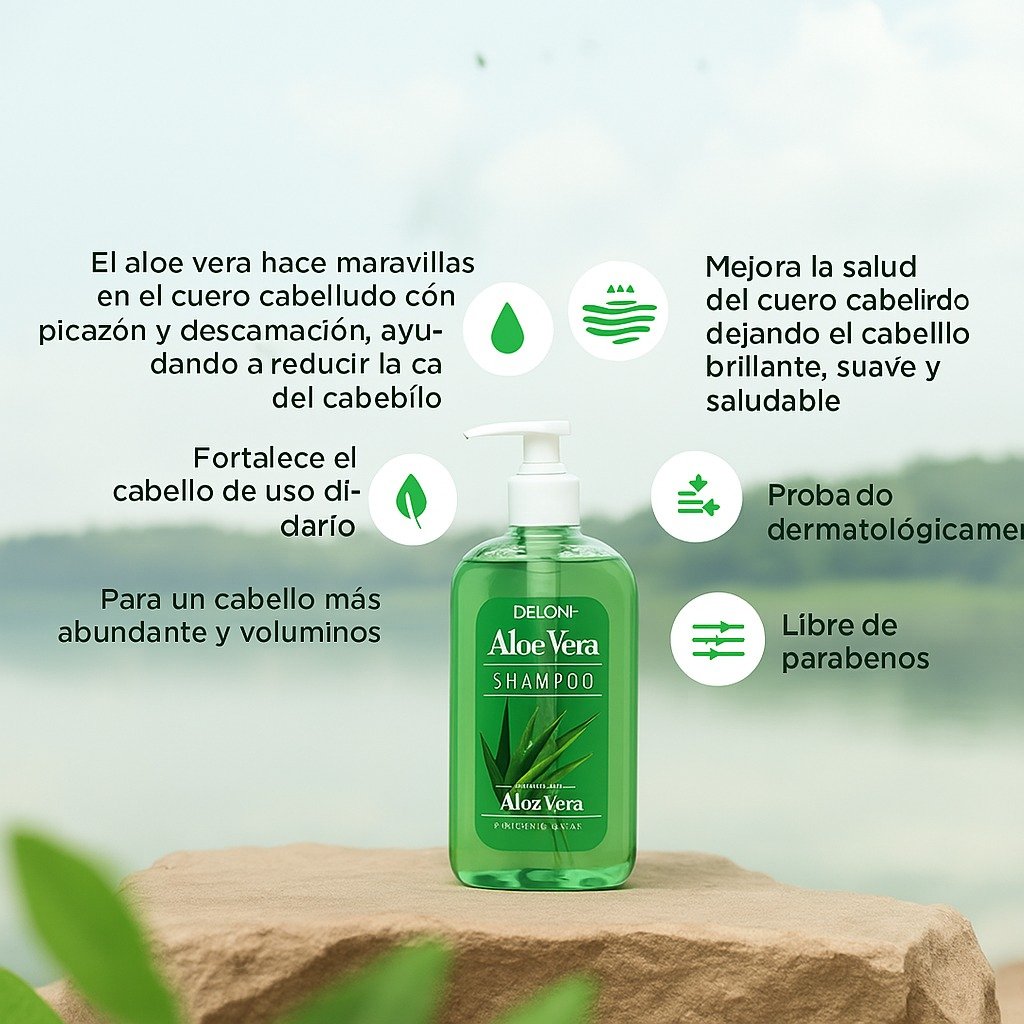 Delon Shampoo Con Aloe Vera Hidratación Y Brillo 725ml - Image 4