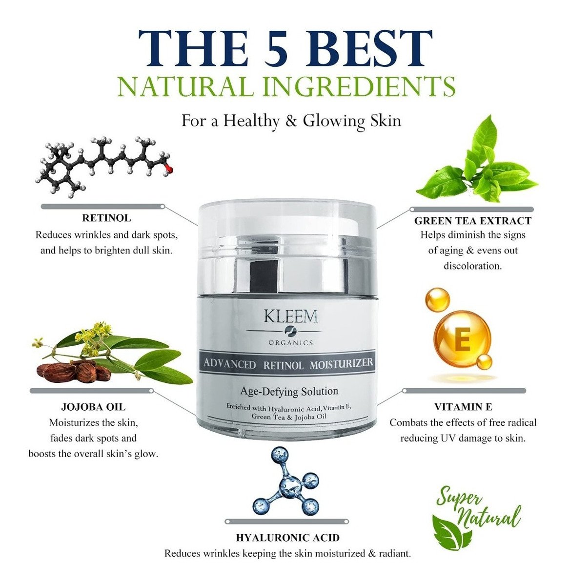 Kleem Organic Retinol Cream For Face - Anti Aging Face Cream Tipo De Piel Mixta - Image 4