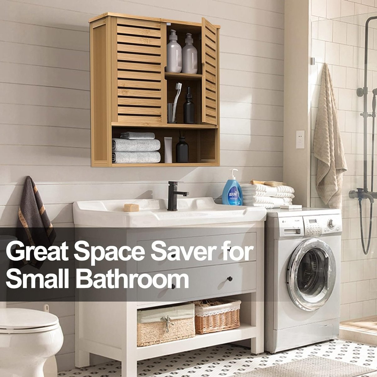 Purbambo - Armario Gabinete De Bambú Para Pared De Baño - Image 4