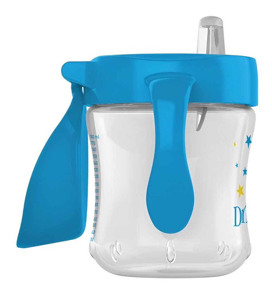 Vaso Para Niños Con Boquilla Flexible Dr. Brown's 6oz Color Azul Con Transparente Estrellas - Image 2