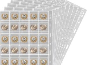 Páginas Para Colección De Monedas 12 Hojas (30 Bolsillos)