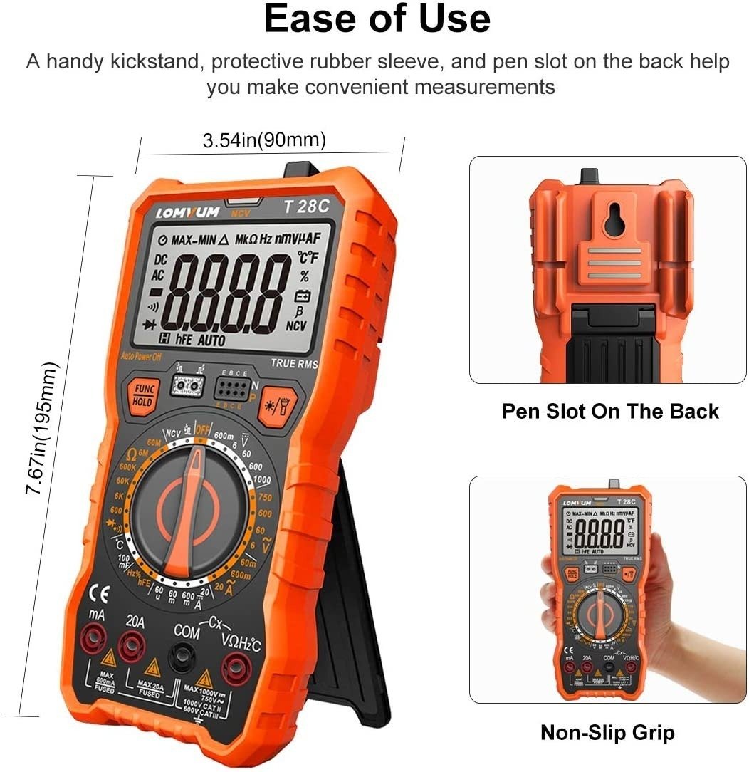 Multímetro Digita Lomvum T28c Prueba Eléctrico Ac/dc Amp Ohm - Image 4