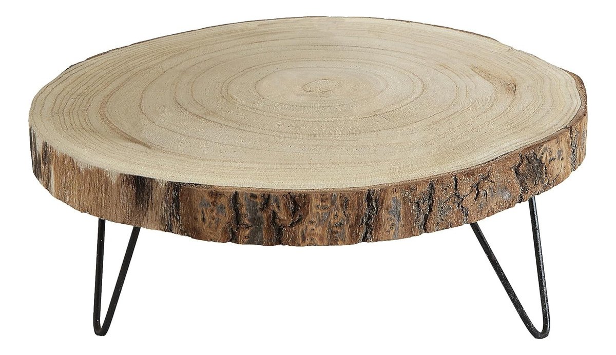 Pedestal Grande De Madera De Paulownia Con Patas De Metal Color Acabado Crudo - Image 2