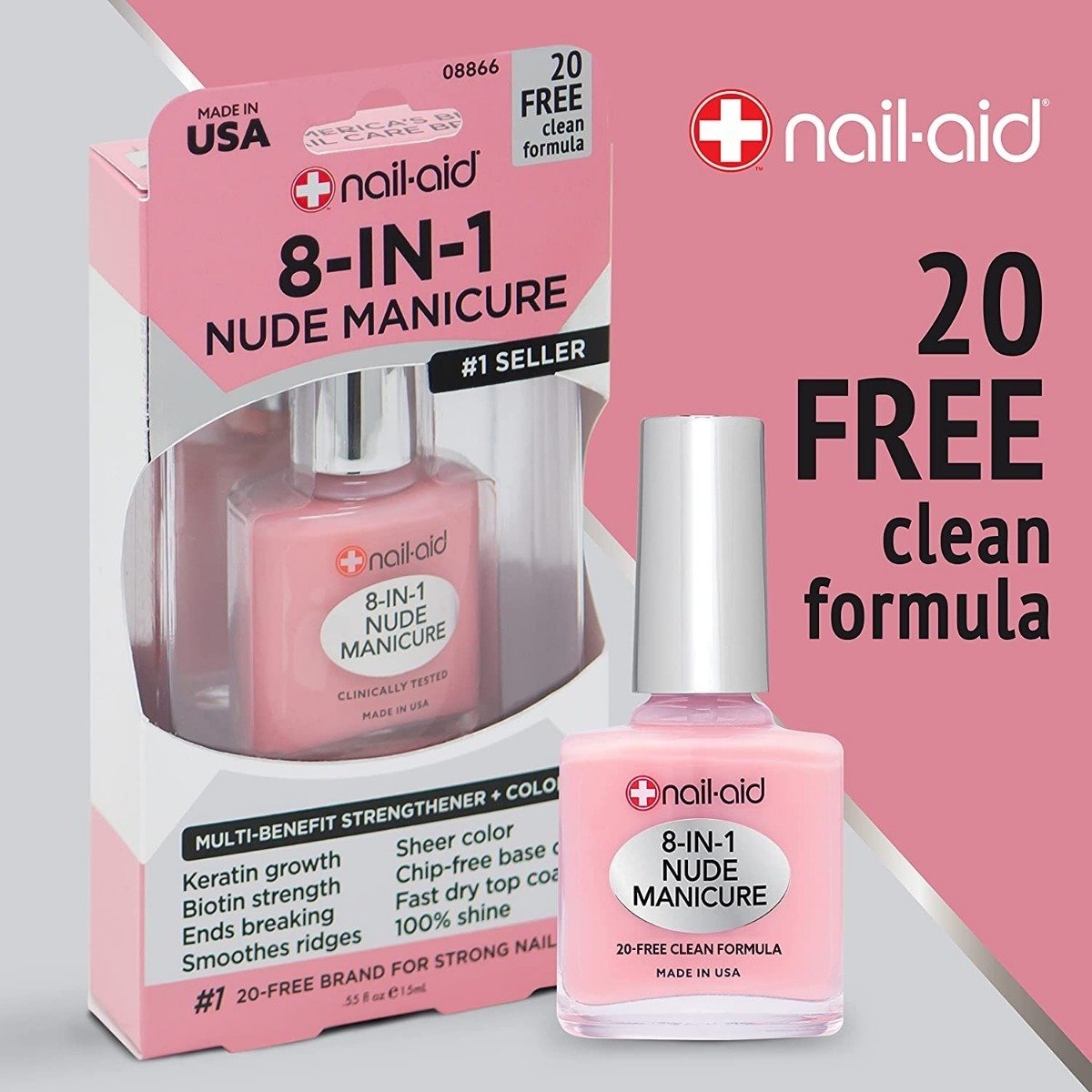 Nail-aid Manicura Desnuda 8 En 1, Transparente Francés 15 Ml - Image 2