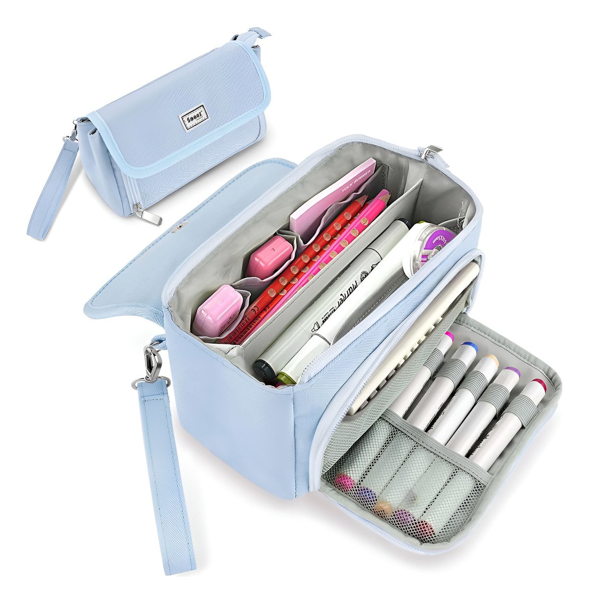 Sooez - Estuche Grande Para Lápices Con 3 Compartimentos - Image 3
