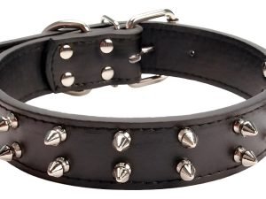 Aolove Collar Clásico De Cuero Con Púas Para Perros Mediano
