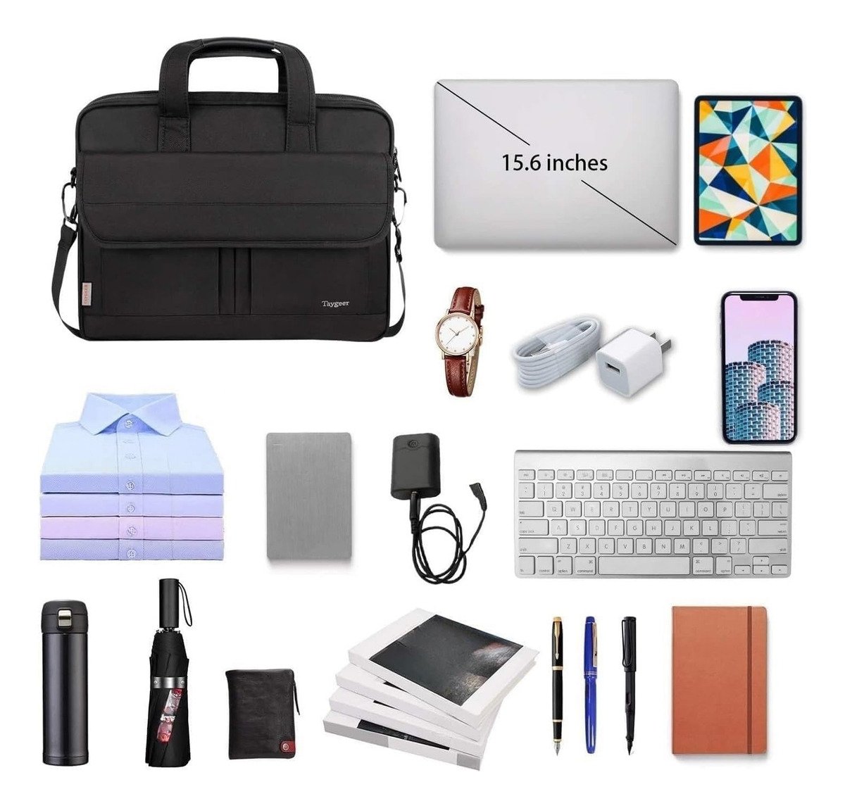 Bolso Para Portátil Maletín De Negocios Color Negro 39.6 Cm - Image 4