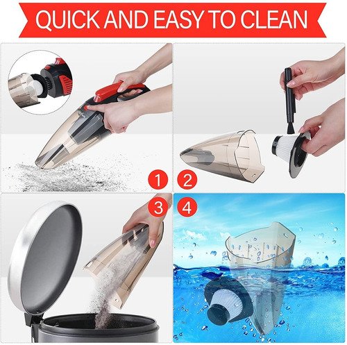 Aspirador Coche Con Luz Led 7500pa 12v 16.4ft Cable Portátil Color Rojo - Image 4