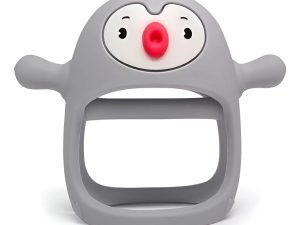 Smily Mia Penguin - Mordedor, Chupon De Silicona Para Bebés Color Gris Período De Edad De 0 A 12 Meses