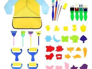 Vorey Kit De Pintura Brochas Esponjas Para Niños 42 Piezas