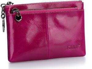 Szone Womens Genuine Leather Triple Cremallera Monedero Pequ Color Fucsia Diseño De La Tela N/a