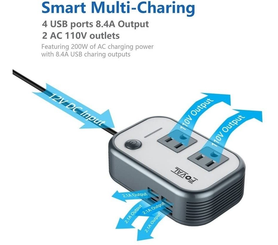 Inversor De Corriente Foval Para Coche 200w Dc 12v A 110v Ac - Image 3