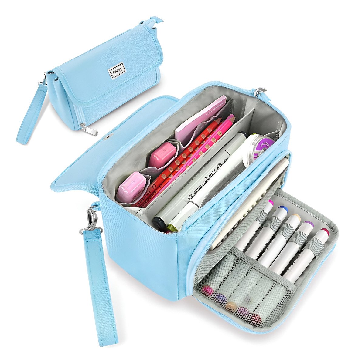 Sooez - Estuche Grande Para Lápices Con 3 Compartimentos - Image 5