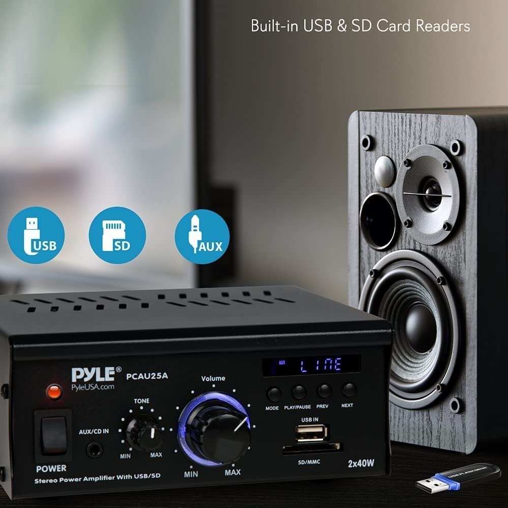 Amplificador De Audio Para El Hogar 2 X 40 W, Pyle Pcau25a.5 - Image 4