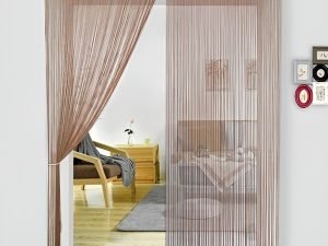 Hsylym Cortinas Para Puerta Con Flecos De Espaguetis Densos Color Marrón