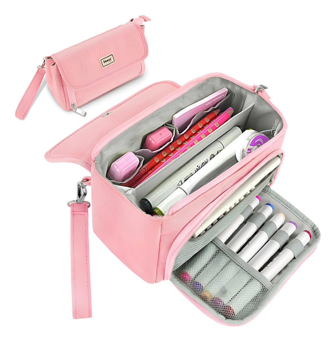 Sooez - Estuche Grande Para Lápices Con 3 Compartimentos - Image 9