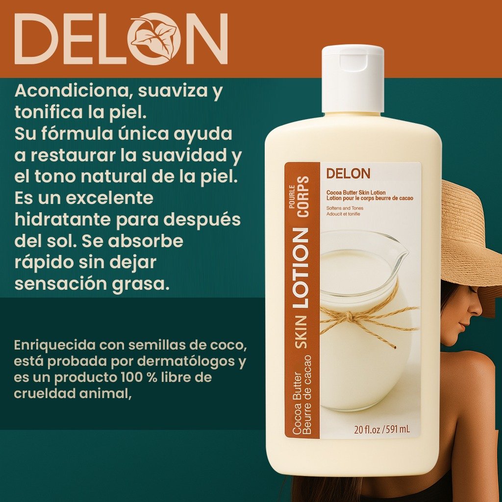 Delon Loción Humectante Corporal De Manteca De Cacao 591 Ml - Image 2