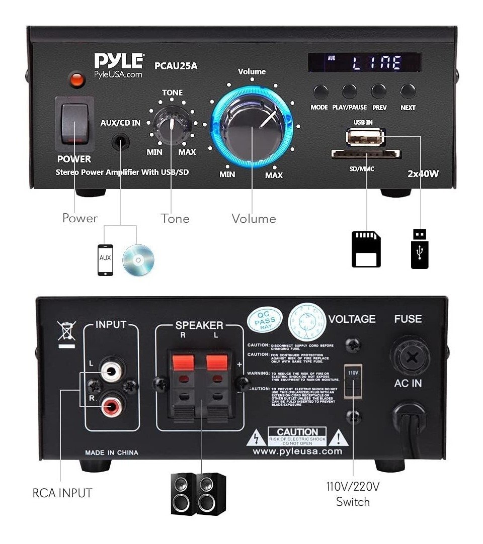 Amplificador De Audio Para El Hogar 2 X 40 W, Pyle Pcau25a.5 - Image 2