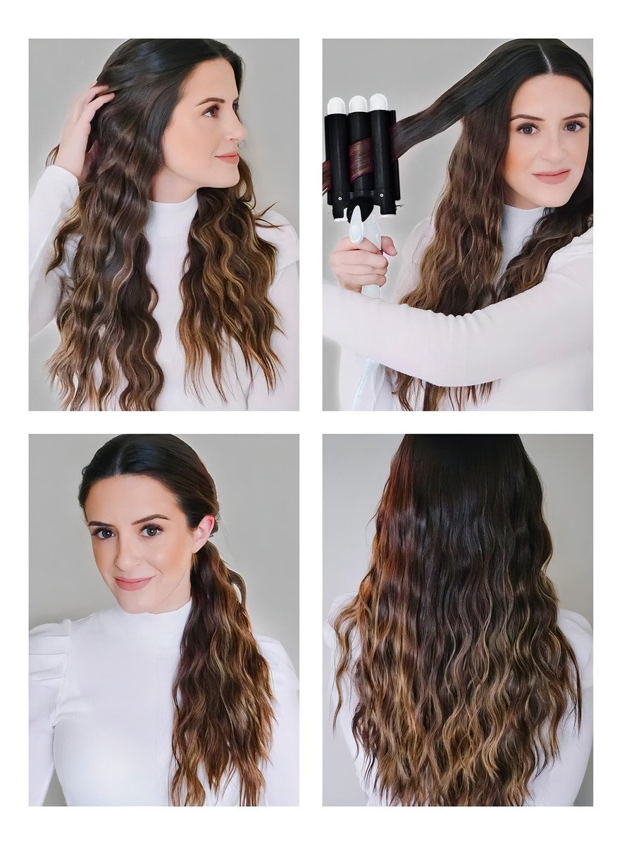 Plancha Profesional De Ceramica Para Cabello Ondas De Sirena Color Negro - Image 4