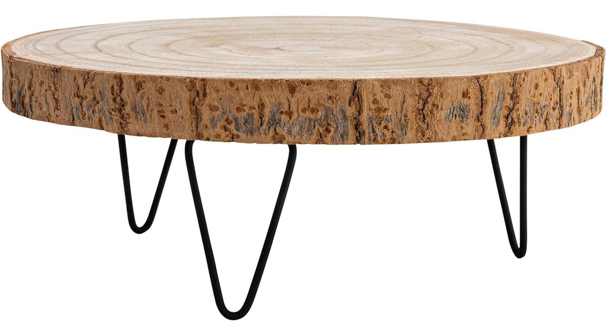 Pedestal Grande De Madera De Paulownia Con Patas De Metal Color Acabado Crudo - Image 3