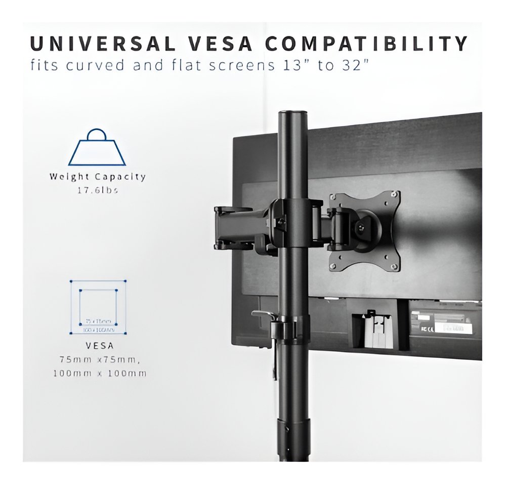 Vivo Montaje Monitor Extra Alto Ajustable Pantalla Hasta 32 Color Negro - Image 3