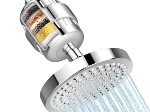 Feelso Cabezal De Ducha Y Filtro D Ducha 15 Etapas Grande 6 Acabado Brillante Color Gris