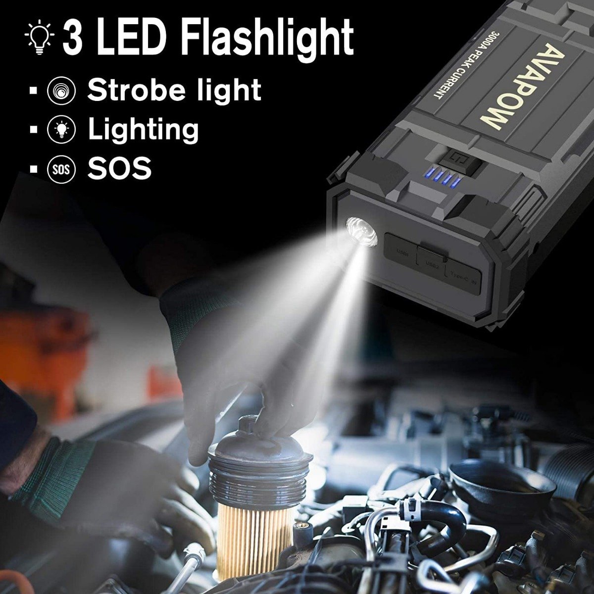 Arrancador Avapow Para Vehículo,3000a, Litio Ion - Image 4