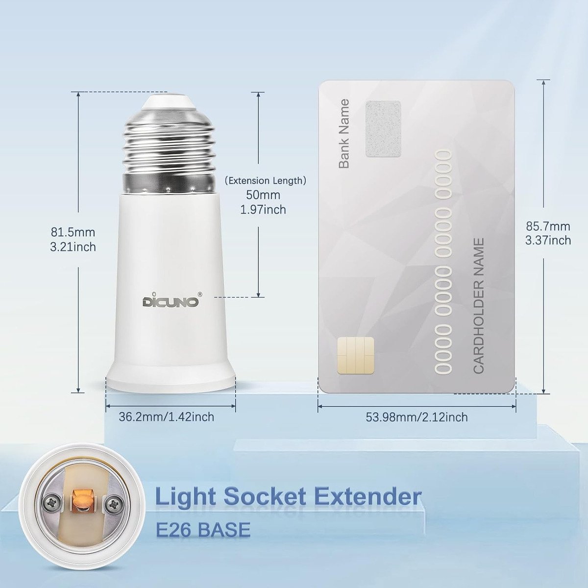 Dicuno - Adaptador De Bombilla Base Media Estándar E26 A E26 - Image 4