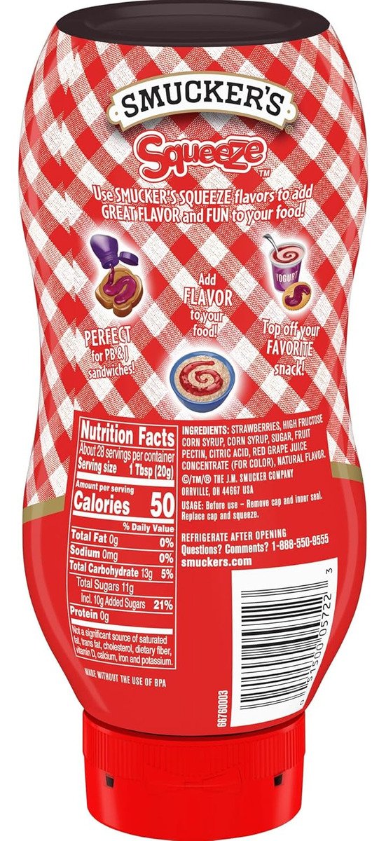 Smuckers Mermelada De Fresa Strawberry Squeeze 567g Pack 12 - Image 3