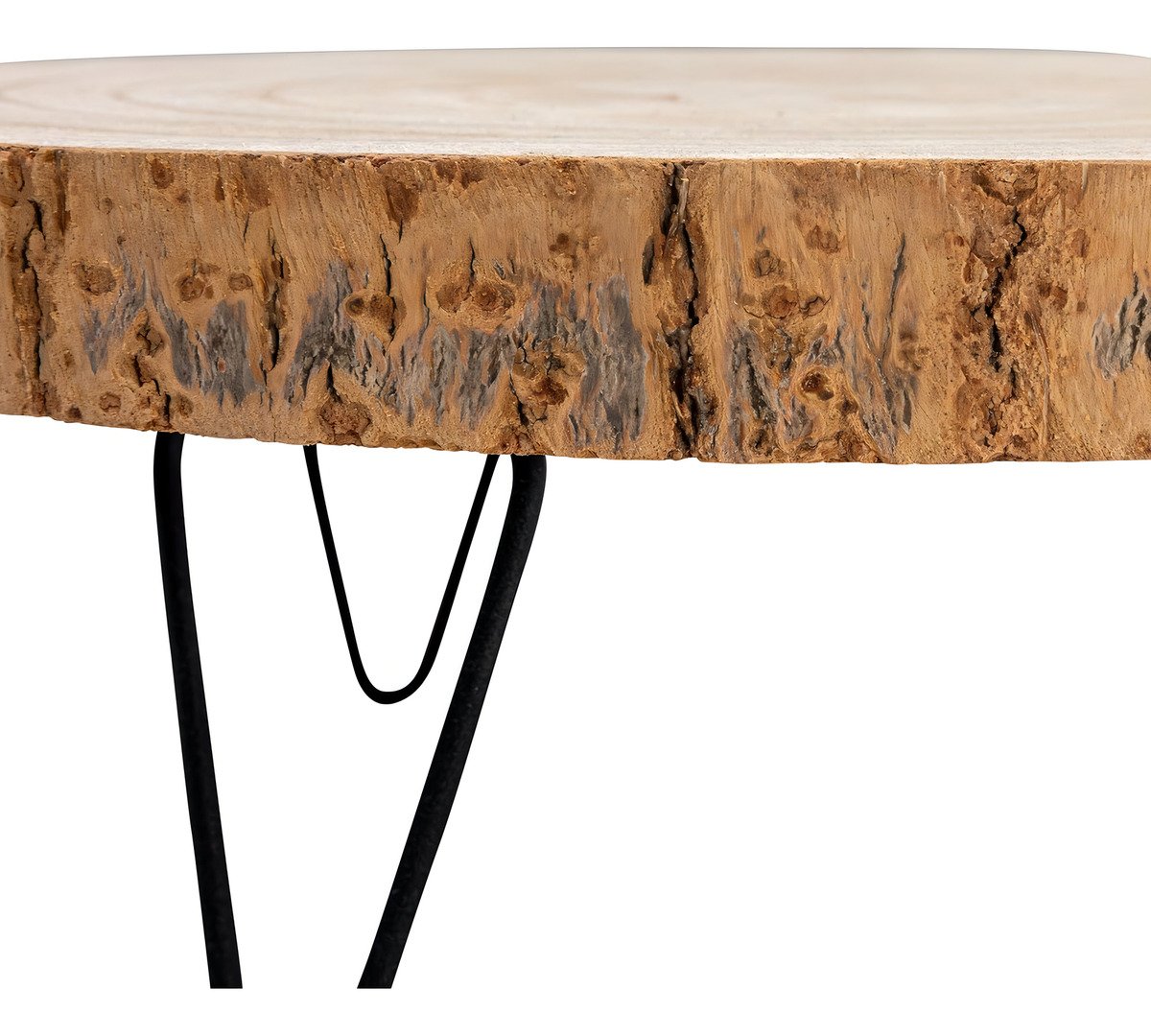 Pedestal Grande De Madera De Paulownia Con Patas De Metal Color Acabado Crudo - Image 4