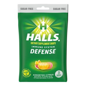 Halls Defense Assorted Citrus Sin Azucar 1 Pack 25 Und