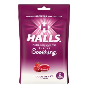 Halls Throat Soothing Sabor Cool Berry 1 Pack 25 Und
