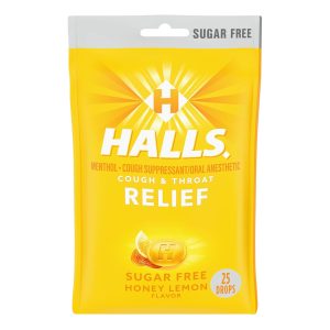 Halls Relief Pastilla Honey Lemon Sin Azúcar 1 Pack 25 Und